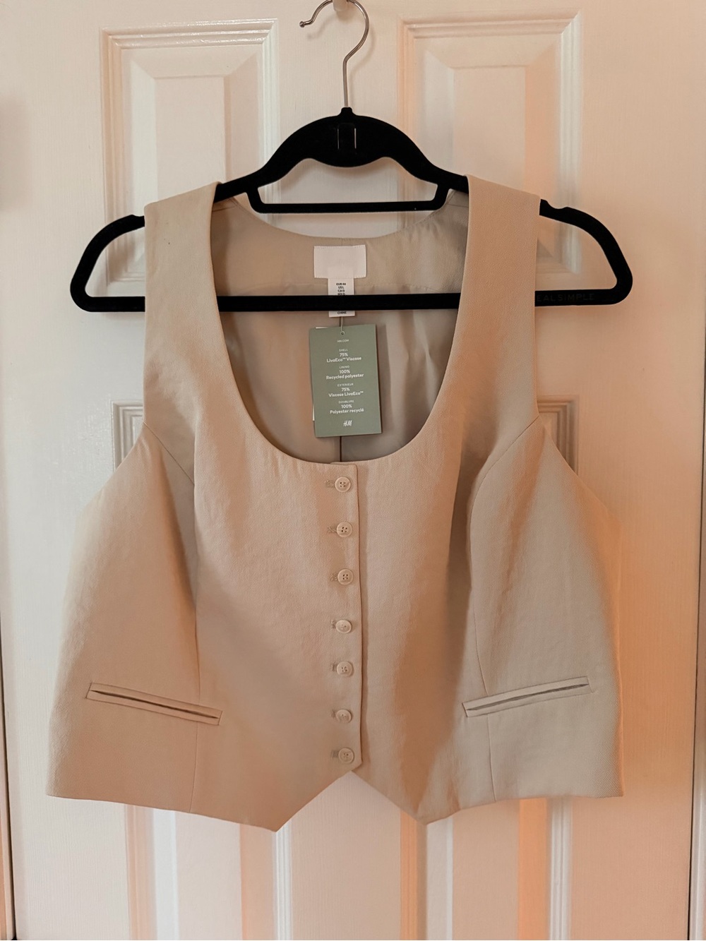 NWT Women's Cream Button-Front Tailored Vest